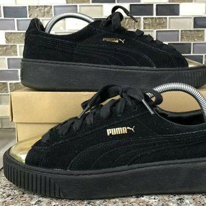 Puma Suede Platform Women's Black/Metallic Gold